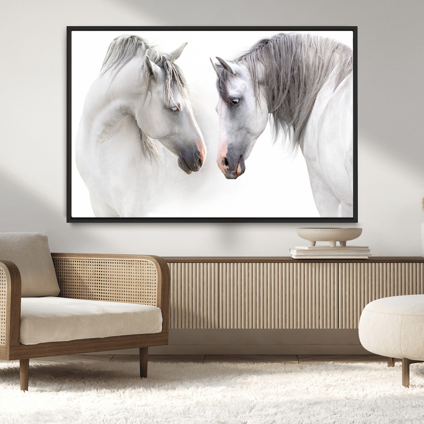 MGV-FC-36X24 - White Horse Wall Art Animal Canvas Print