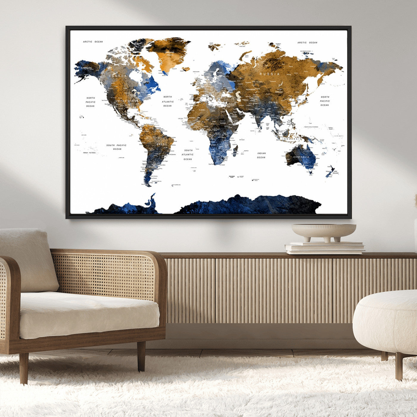 MGV-FC-36X24 - World Map Wall Art Canvas Print for Home and Office Decor