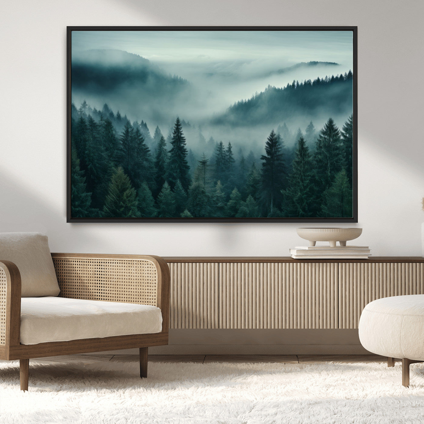 MGV-FC-36X24 - Captivating Misty Foggy Forest Wall Art Premium Canvas Print