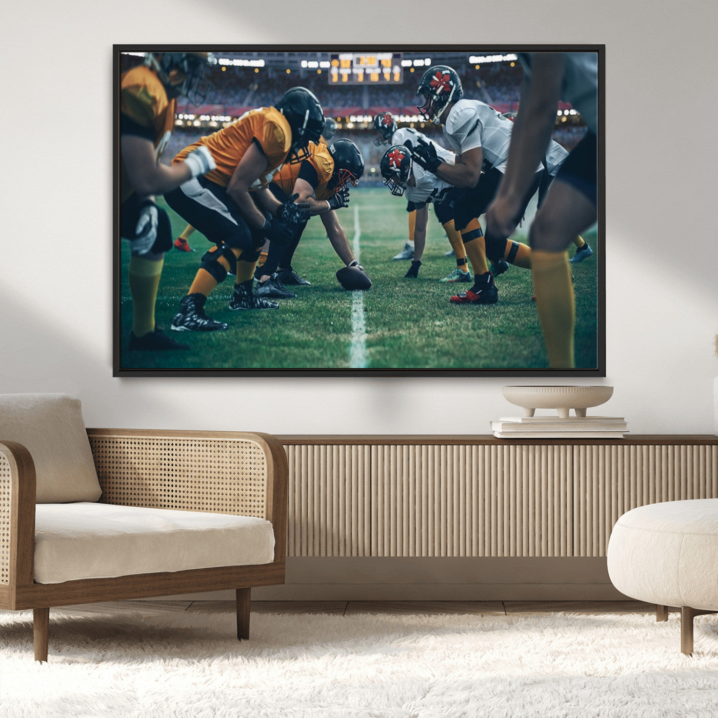 -American Football Playing Wall Art Canvas Print