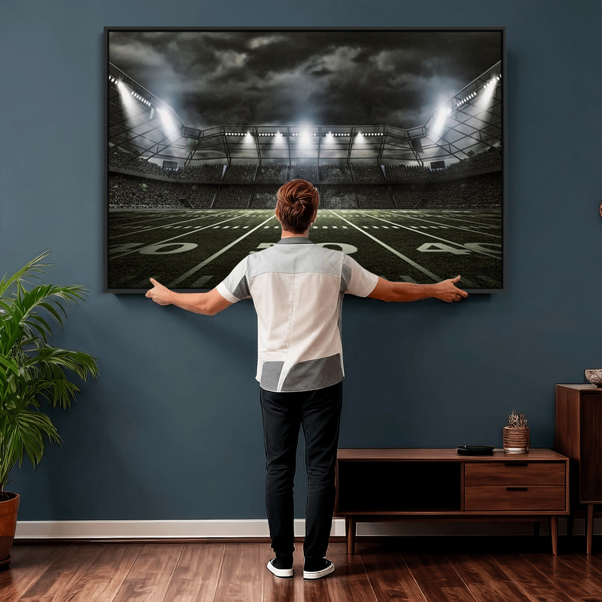 90107-MGV-CV-36X24 - American Football Stadium Wall Art Canvas Print, Stadium Sport Wall Art Print