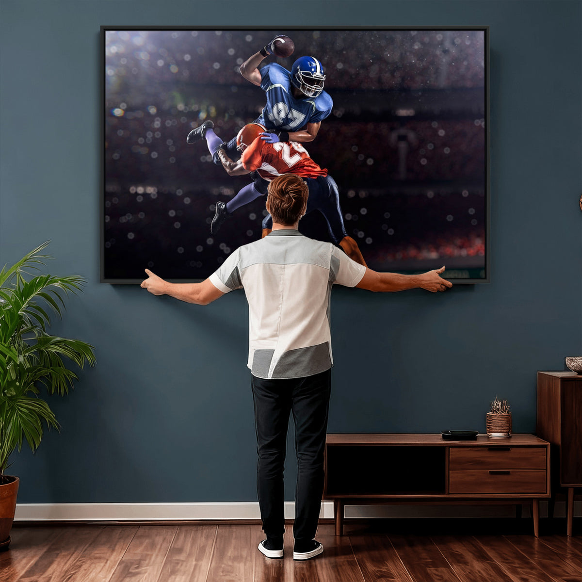 76491-MGV-CV-36X24 - American Football Wall Art Canvas Print, Stadium Sport Wall Art Print
