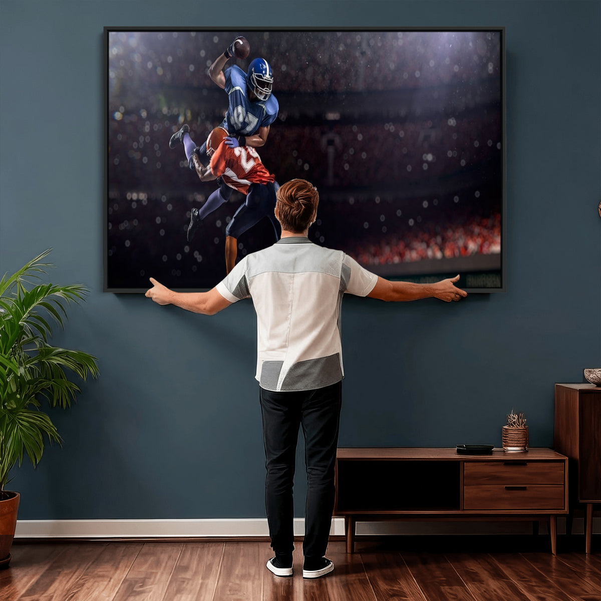 68009-MGV-CV-36X24 - American Football Wall Art Canvas Print, Stadium Sport Wall Art Print