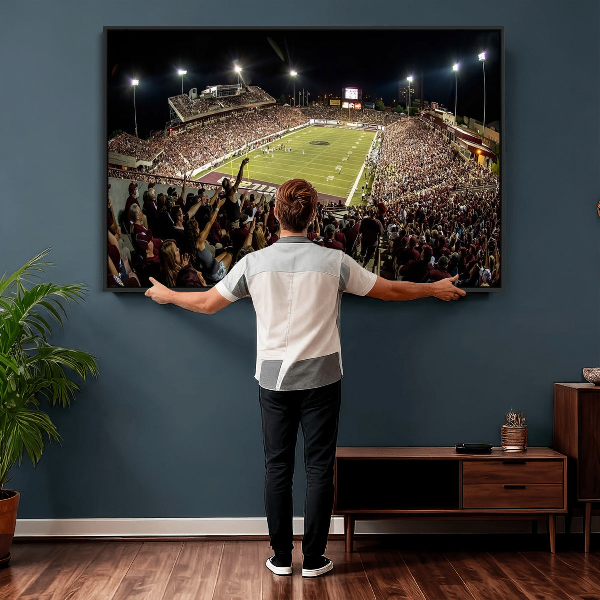94126-MGV-CV-36X24 - Washington-Grizzly Stadium Canvas Wall Art | Exciting Game Night Atmosphere in Panoramic View