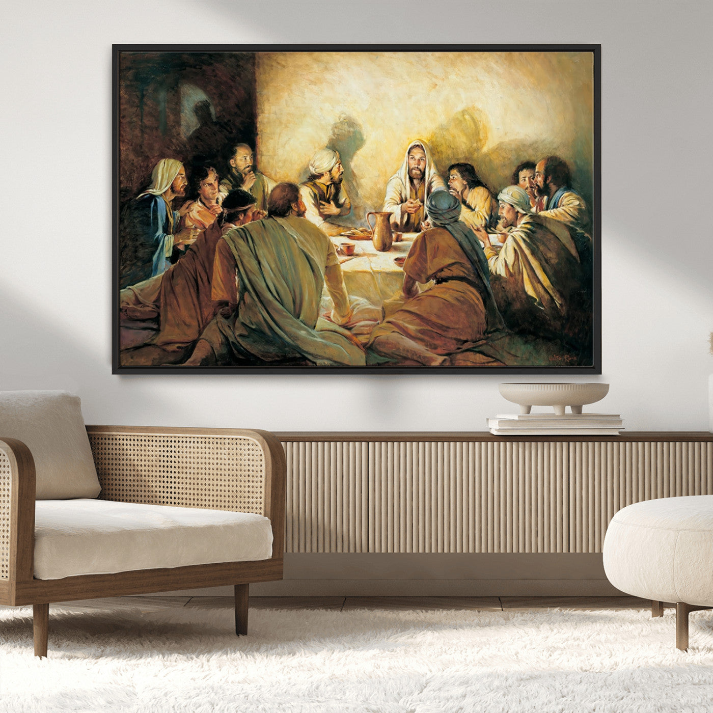 MGV-FC-36X24 - Last Supper Wall Art Canvas Print, Framed Jesus Painting Art Picture Print, Moderne Bibel Perfect Traditional/Religious Decor Artwork