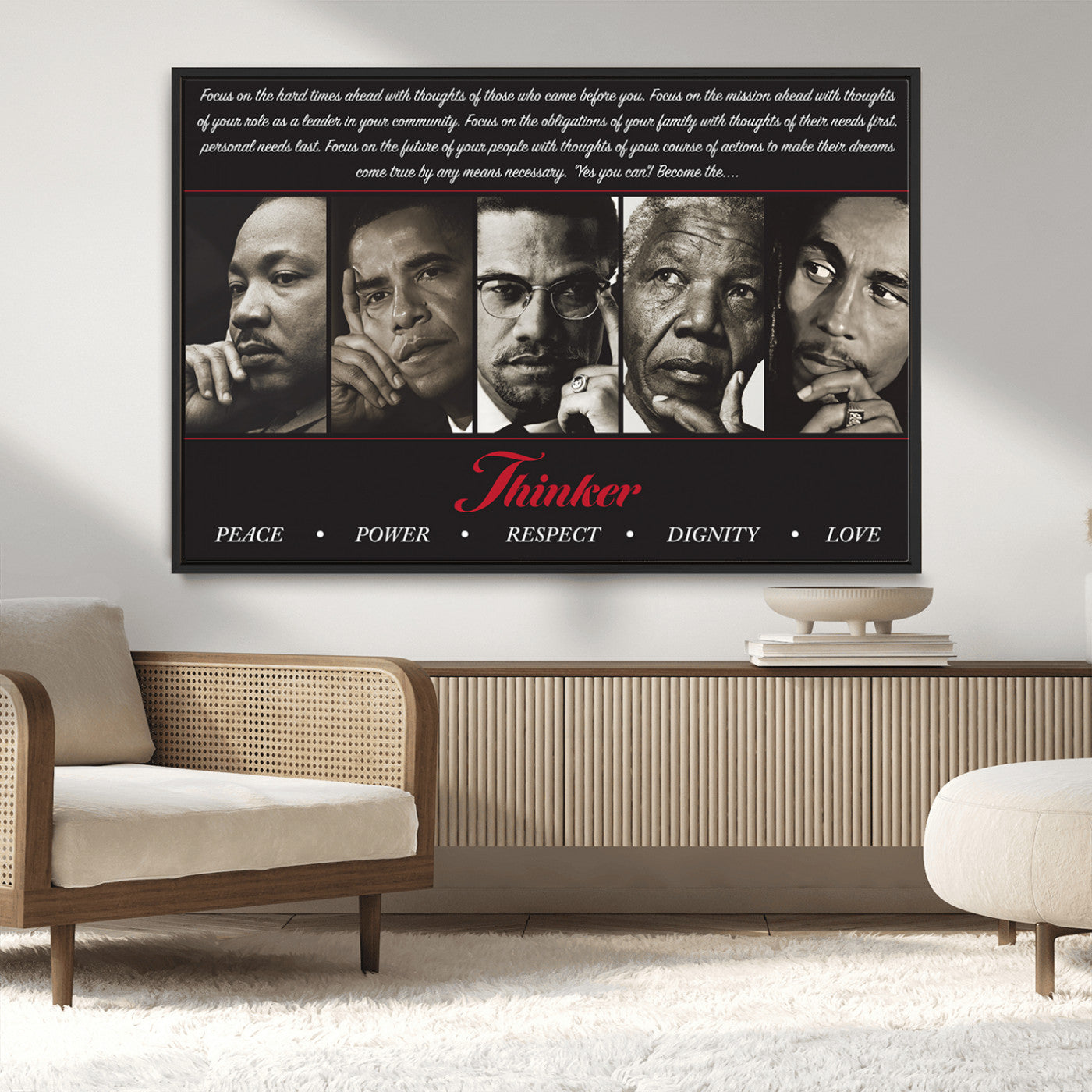 MGV-FC-36X24 - Thinkers of Wall Art Canvas Print - Inspirational Wall Art Featuring Icons of Peace, Power, and