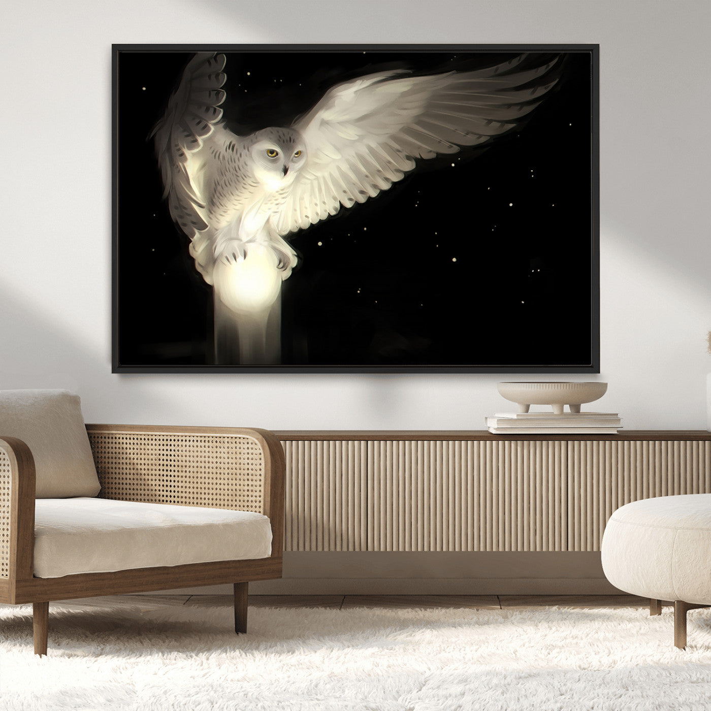 MGV-FC-36X24 - Night Owl Art -  Illuminating the Darkness – Unique Animal-Inspired Wall Art for Modern Decor |
