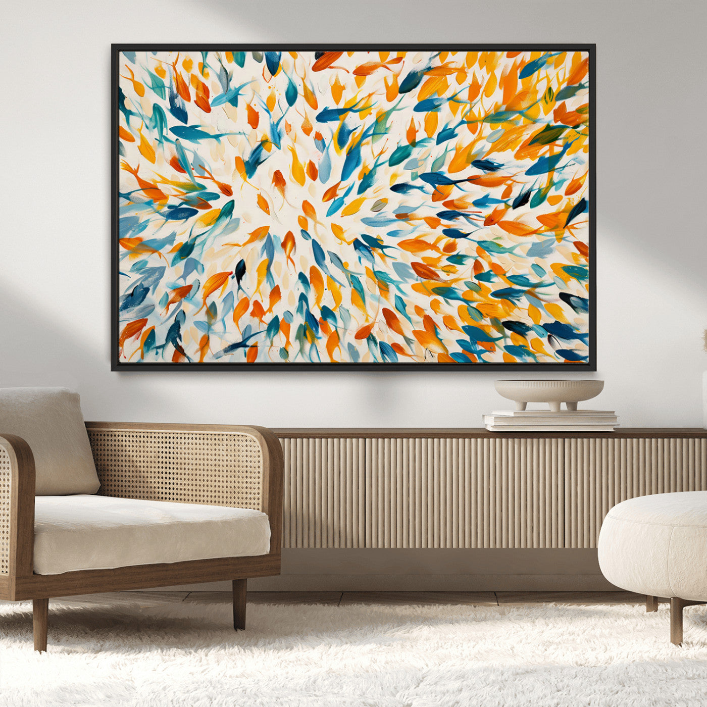 -Colorful Fish Wall Art Print – Abstract Ocean-Inspired Wall Art for Modern Spaces | Framed Canvas,