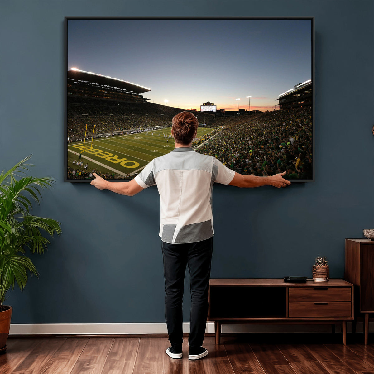 21429-MGV-CV-36X24 - Oregon Ducks Football Team Print - Eugene Autzen Stadium Wall Art Canvas Print