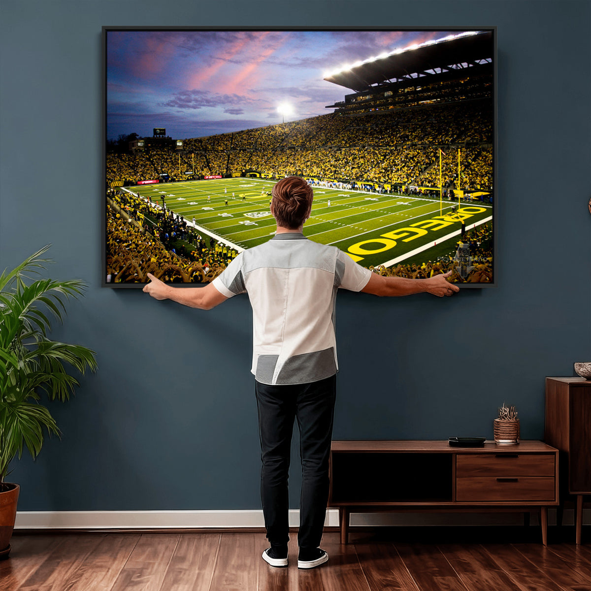 72017-MGV-CV-36X24 - University of Oregon Ducks Football Team Print, Eugene, Framed and Ready to Hang