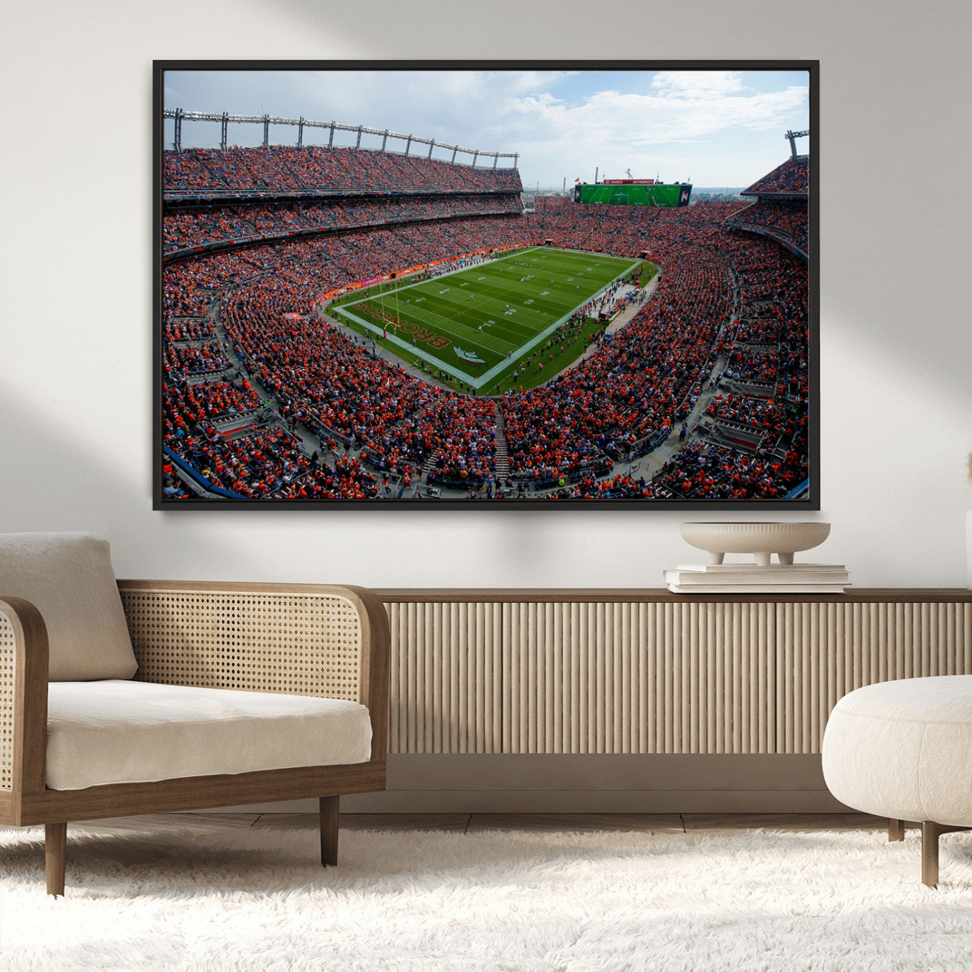 MGV-FC-36X24 - Denver Broncos Football Team Print - Empower Field Mile High Stadium Wall Art Canvas Print