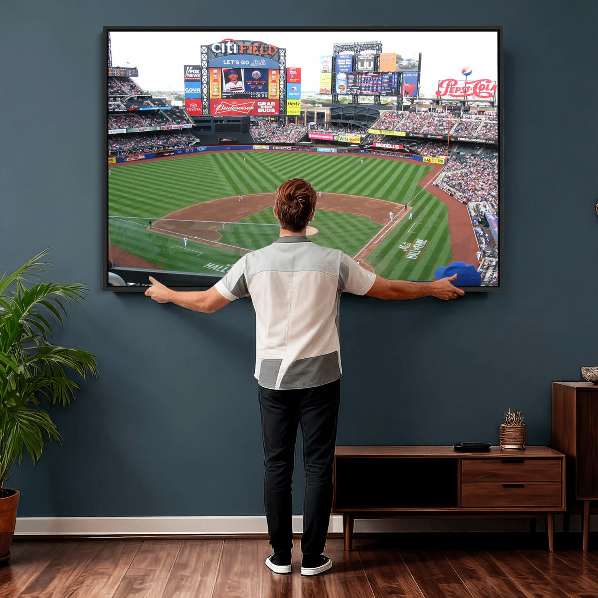 64829-MGV-CV-36X24 - New York Mets Baseball Team Print, Citi Field Baseball Stadium Wall Art
