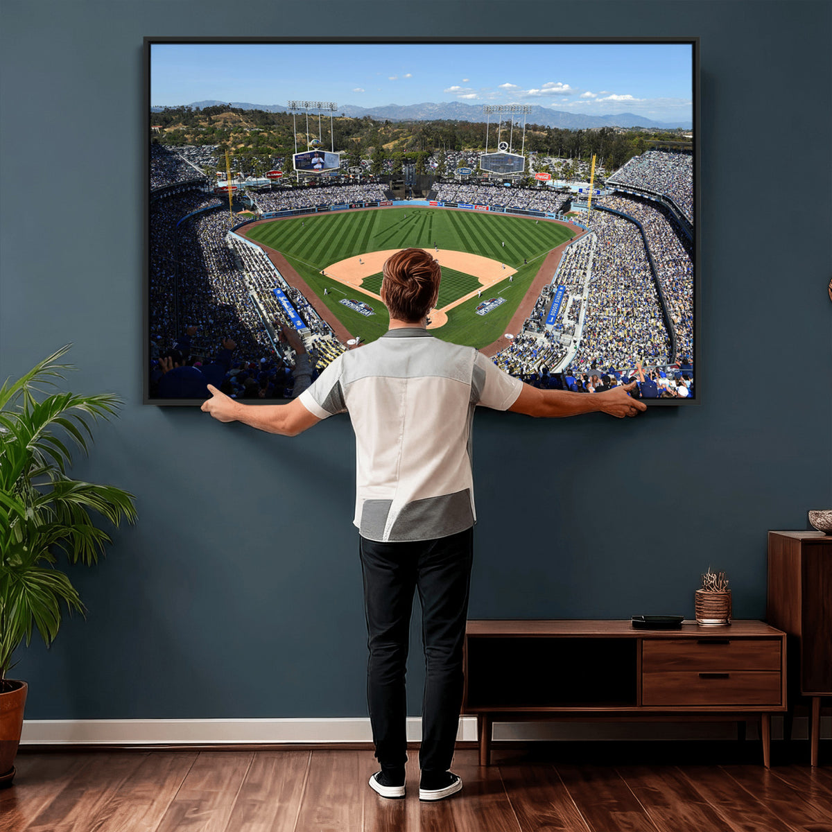 20436-MGV-CV-36X24 - Los Angeles Dodgers Dodger Stadium Wall Art Canvas Print, Framed and Ready to Hang