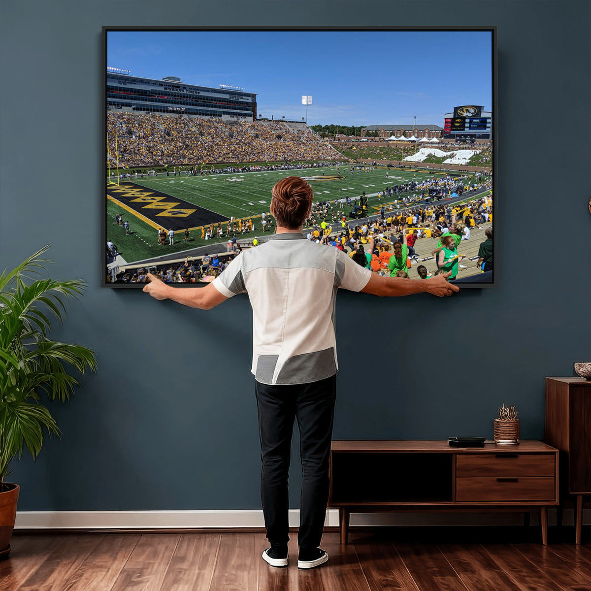 38399-MGV-CV-36X24 - University of Missouri Tigers Football Team Print, Columbia Faurot Field Memorial Stadium Wall Art