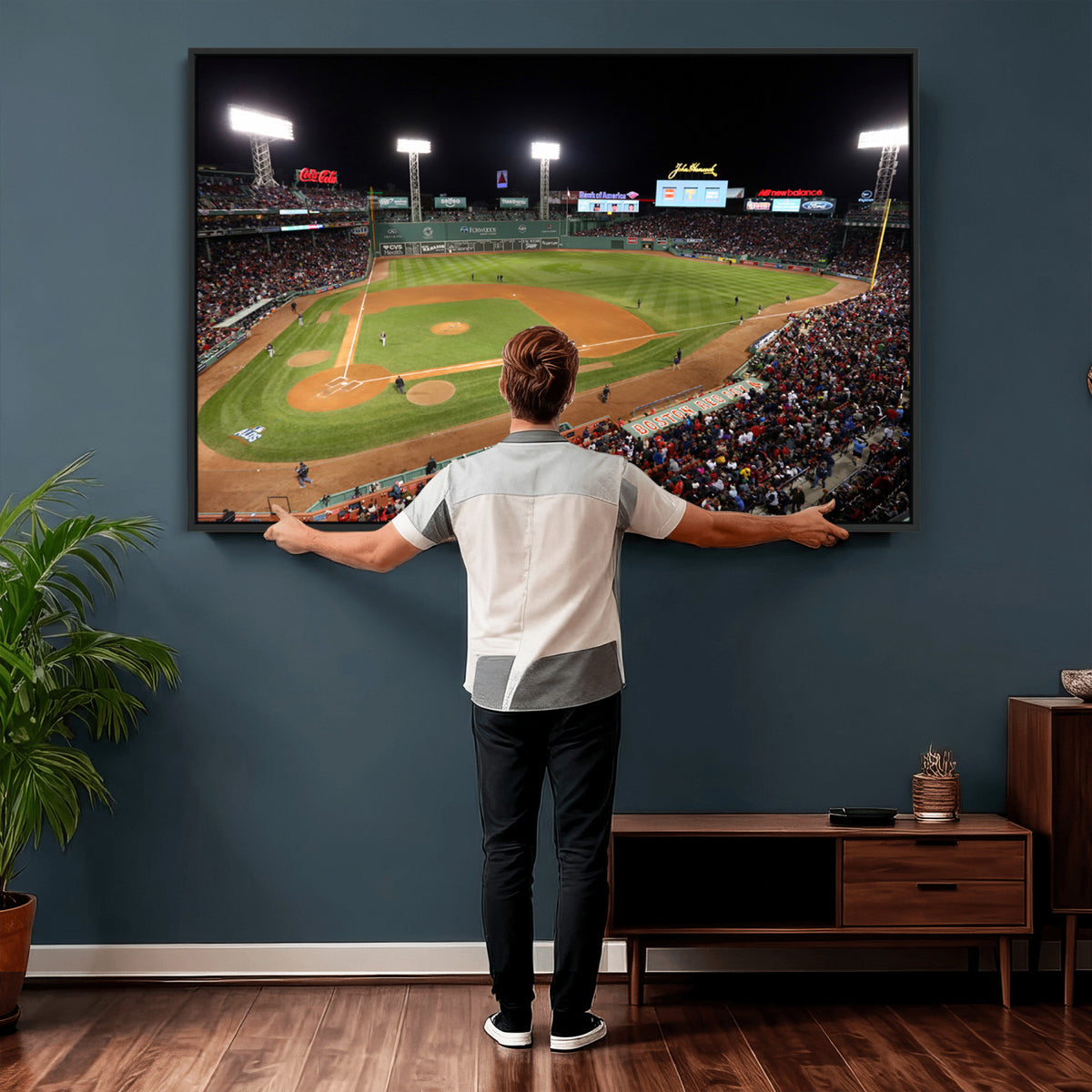 41158-MGV-CV-36X24 - Boston Red Sox Baseball Team Print, Massachusetts Fenway Park Stadium Wall Art