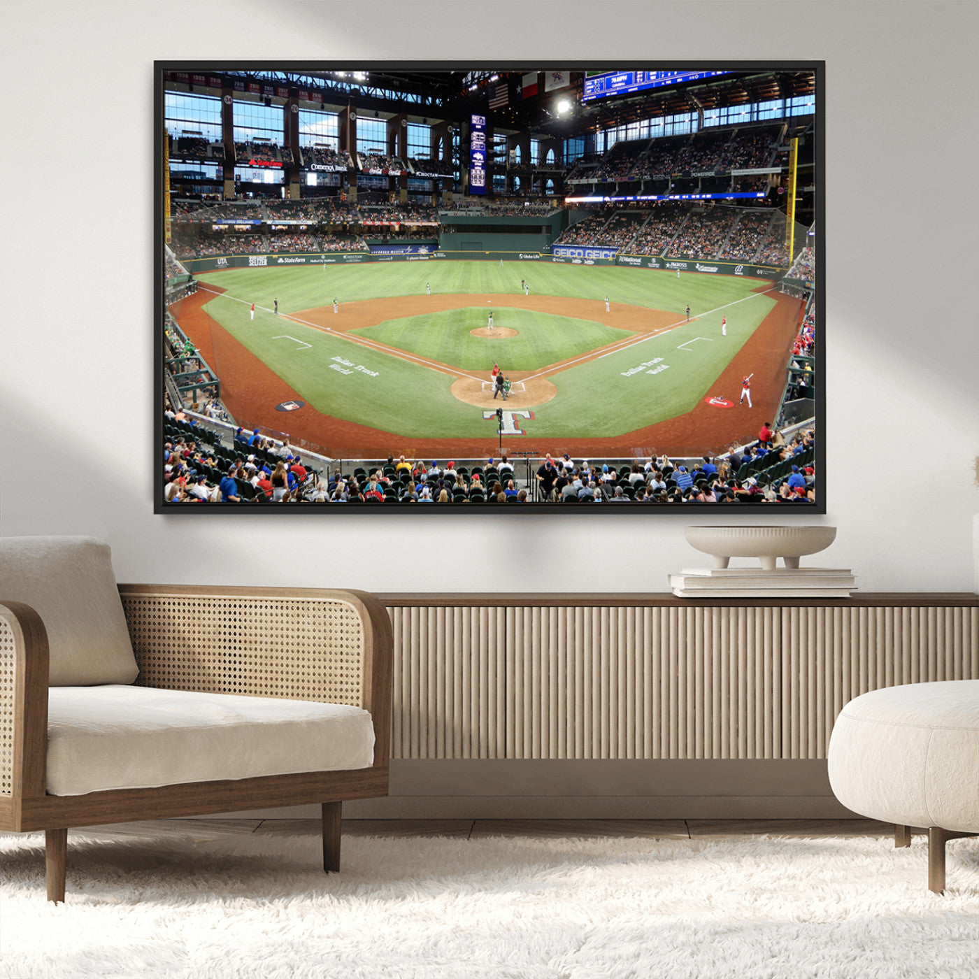 MGV-FC-36X24 - Texas Rangers Baseball Team Print - Arlington Globe Life Field Stadium Canvas Print Wall Art