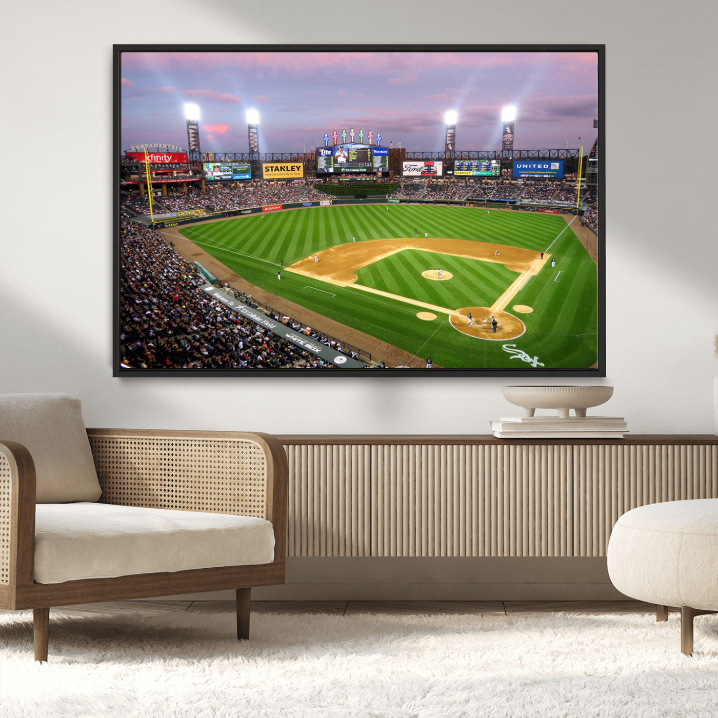 MGV-FC-36X24 - Chicago White Sox Baseball Team Print Canvas- Guaranteed Rate Field Stadium Wall Art Canvas Print