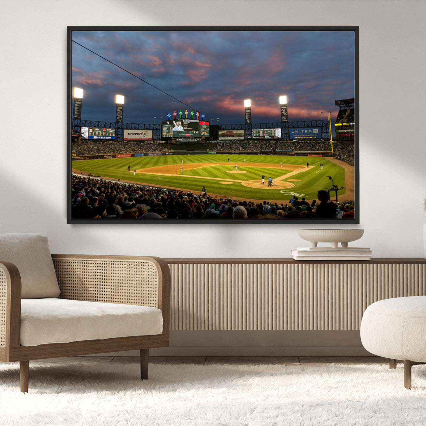 MGV-FC-36X24 - Chicago White Sox Baseball Team Print Canvas- Guaranteed Rate Field Stadium Wall Art Canvas Print
