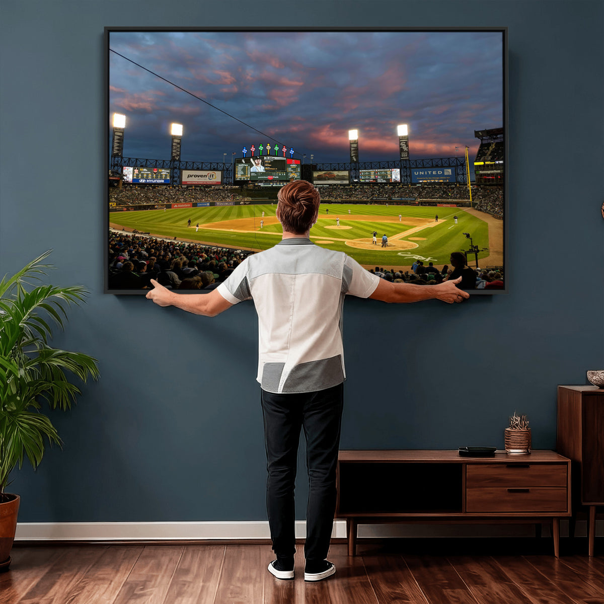 96063-MGV-CV-36X24 - Chicago White Sox Baseball Team Print Canvas, Guaranteed Rate Field, Framed and Ready to Hang