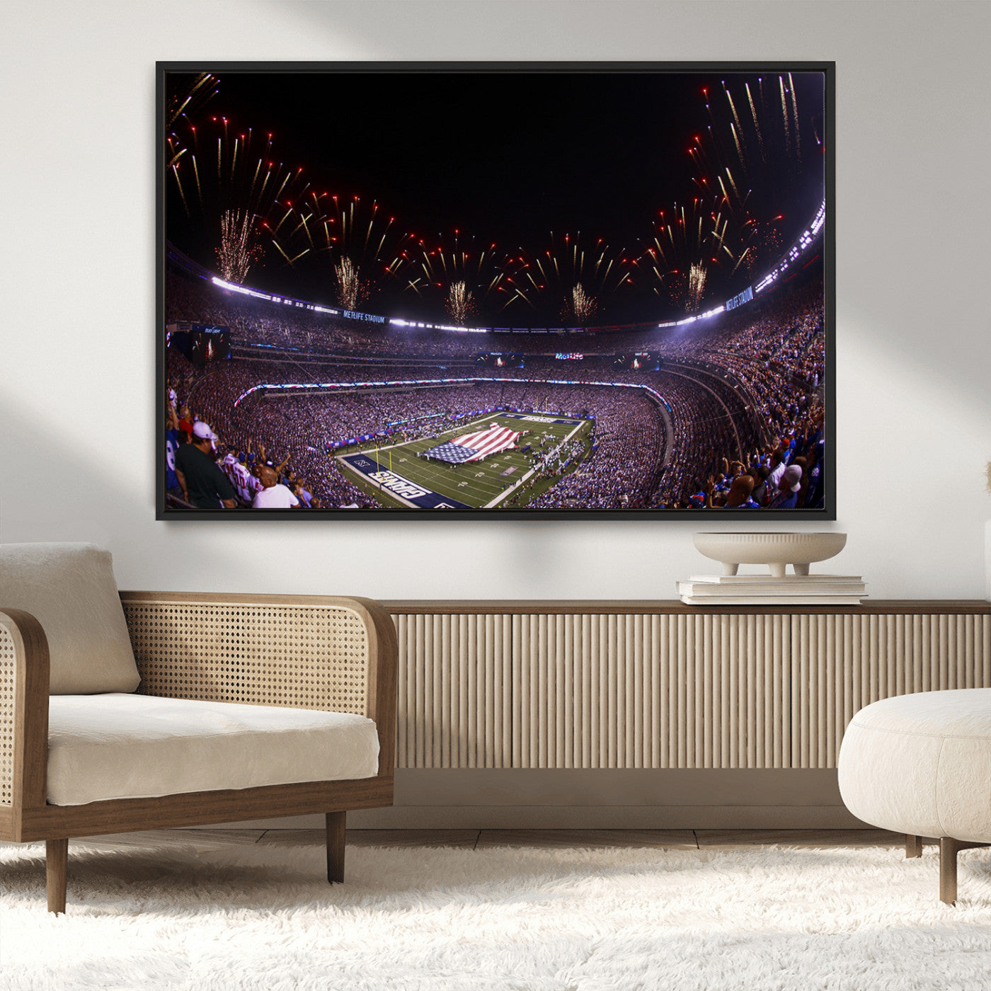 MGV-FC-36X24 - New York Giants Football Team Print - East Rutherford MetLife Stadium Wall Art Canvas Print