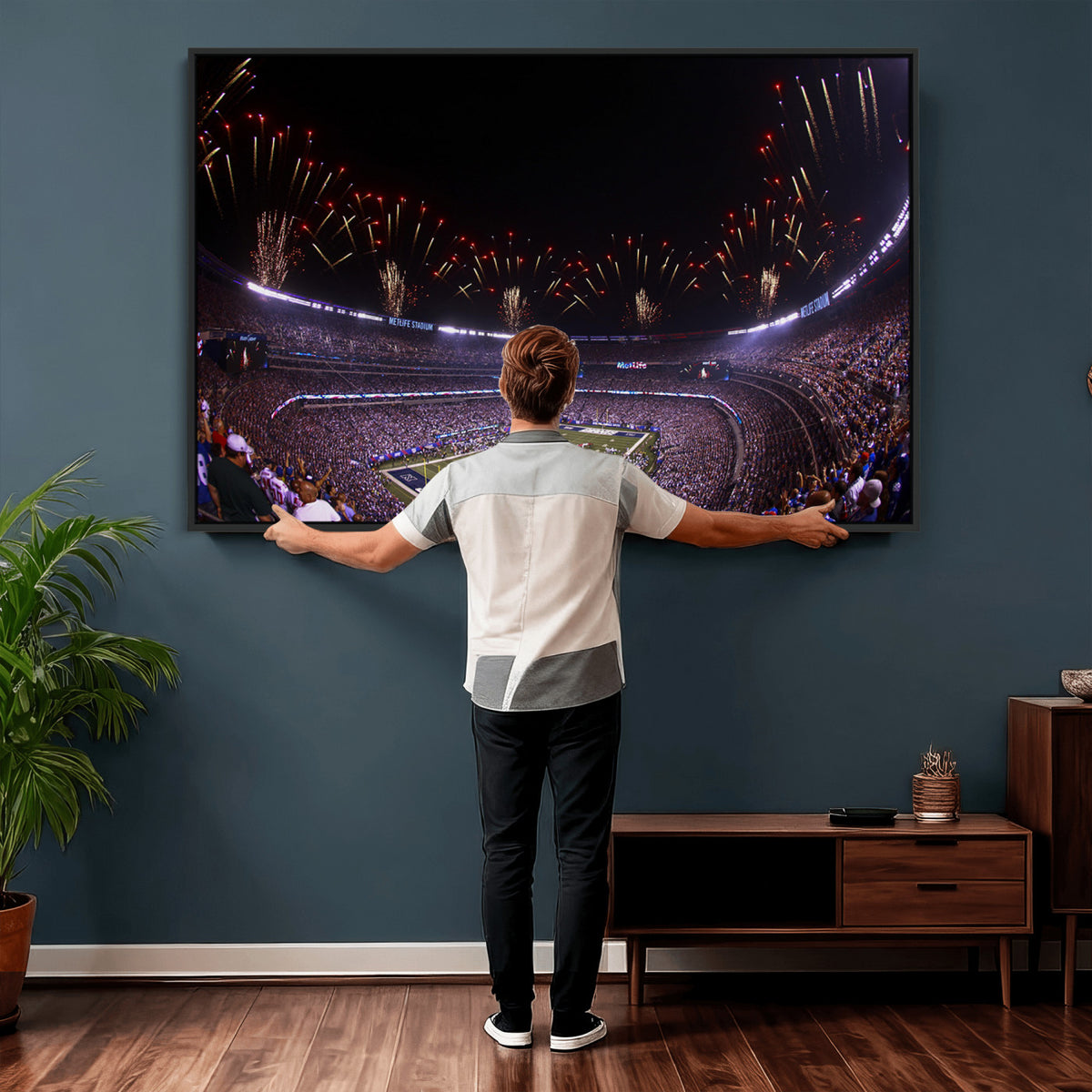 56360-MGV-CV-36X24 - New York Giants Football Team Print, East Rutherford MetLife Stadium Wall Art