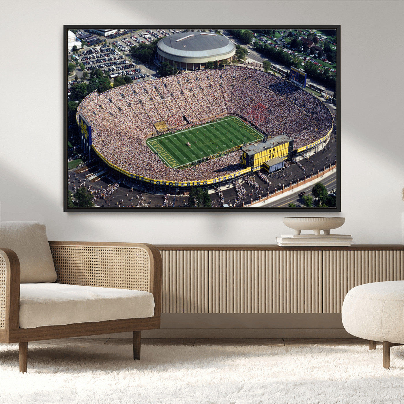 MGV-FC-36X24 - Michigan Wolverines Football Team Print - Ann Arbor Michigan Stadium Print, Michigan Wolverines