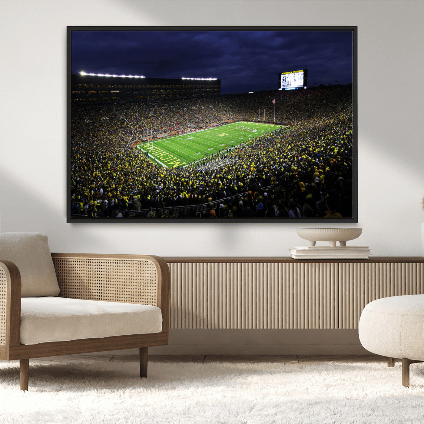 MGV-FC-36X24 - Michigan Wolverines Football Canvas Wall Decor, Football Team Print - Ann Arbor Michigan Stadium