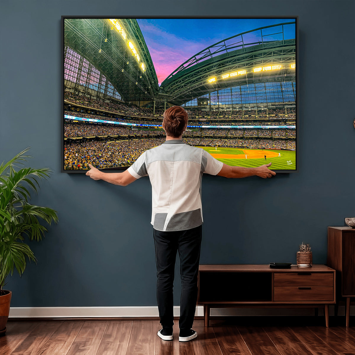 17006-MGV-CV-36X24 - Milwaukee Brewers Baseball Team Print Canvas, American Family Field Stadium Wall Art