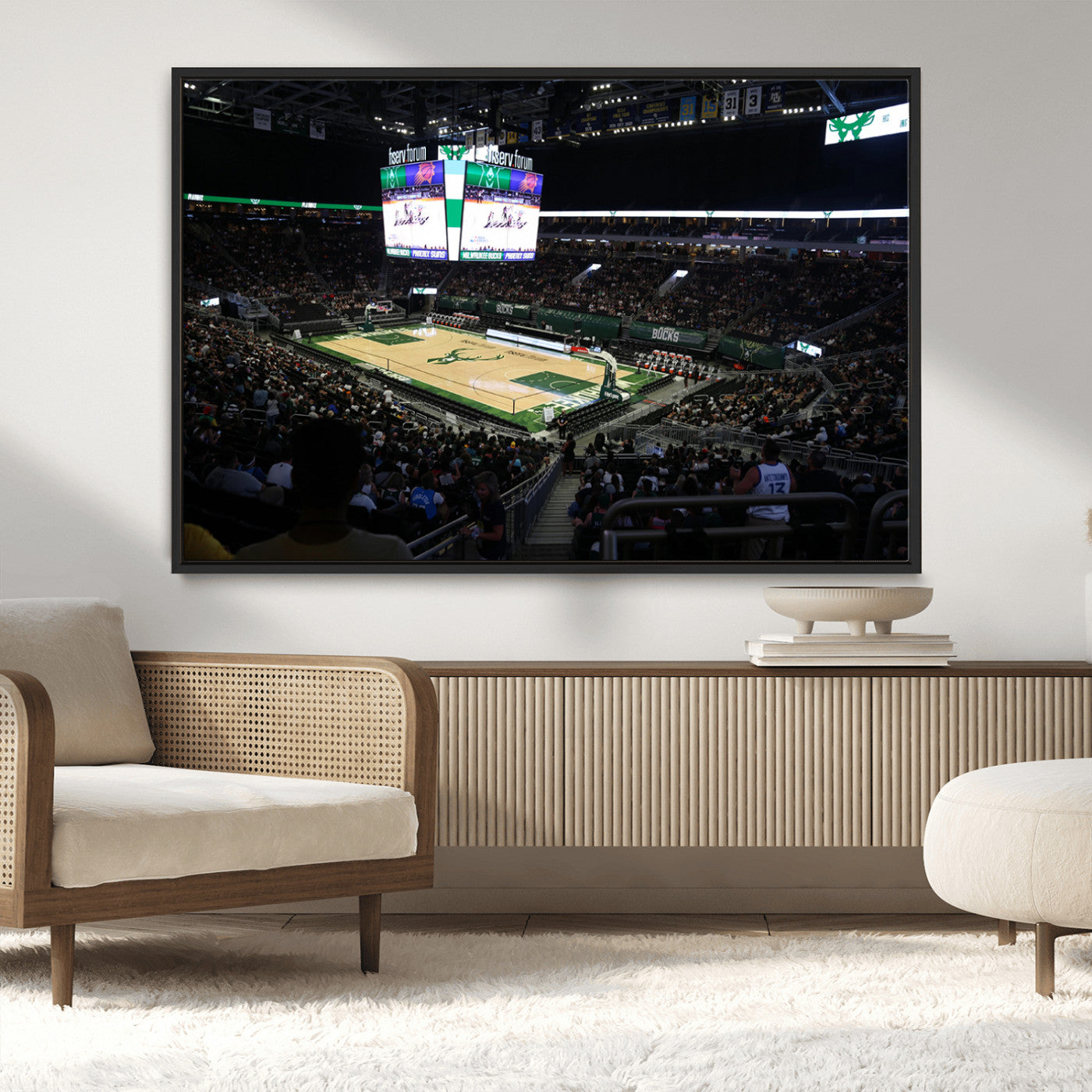 MGV-FC-36X24 - Milwaukee Bucks Basketball Print - Fiserv Forum Stadium Wall Art Canvas Print