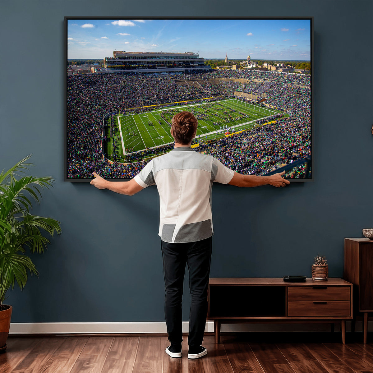 50114-MGV-CV-36X24 - Notre Dame Fighting Irish Football Team Print, Notre Dame Stadium Wall Art