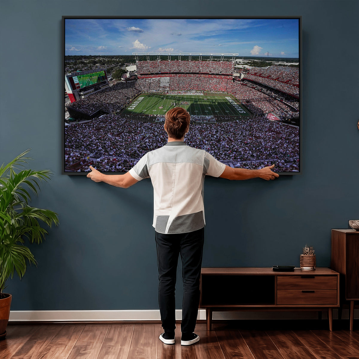 83382-MGV-CV-36X24 - South Carolina Gamecocks Football Team Print, Columbia Williams-Brice Stadium Wall Art