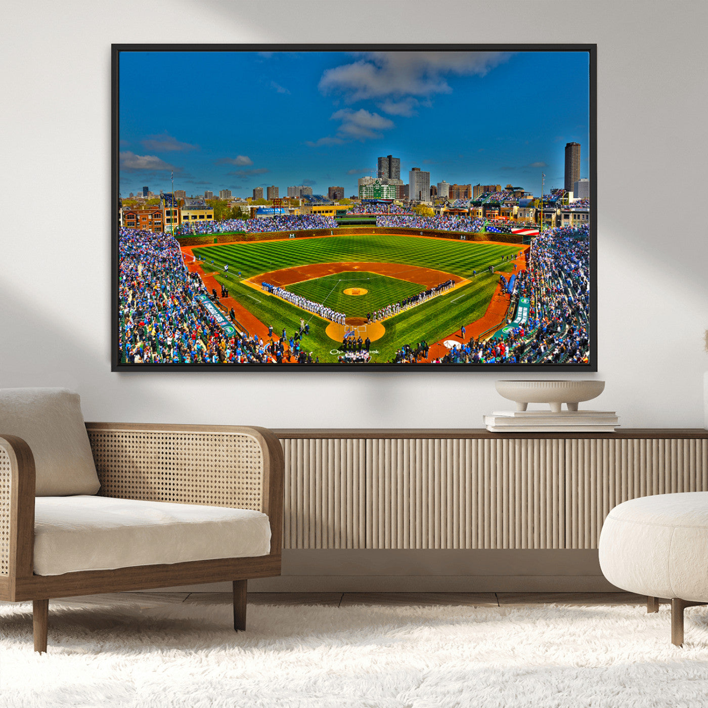 MGV-FC-36X24 - Wrigley Field Chicago Cubs Canvas Wall Art - Iconic Baseball Stadium Print for Sports Lovers - Ready