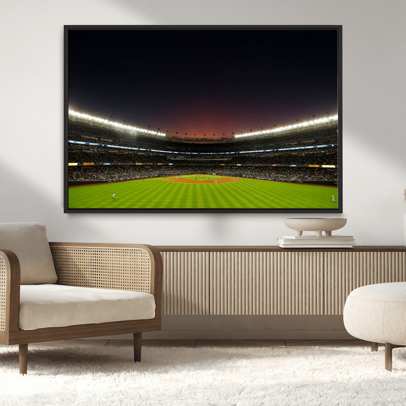 MGV-FC-36X24 - Yankee Stadium Night Game Triple Canvas, Yankee Stadium Canvas Wall Art - New York Yankees MLB Match