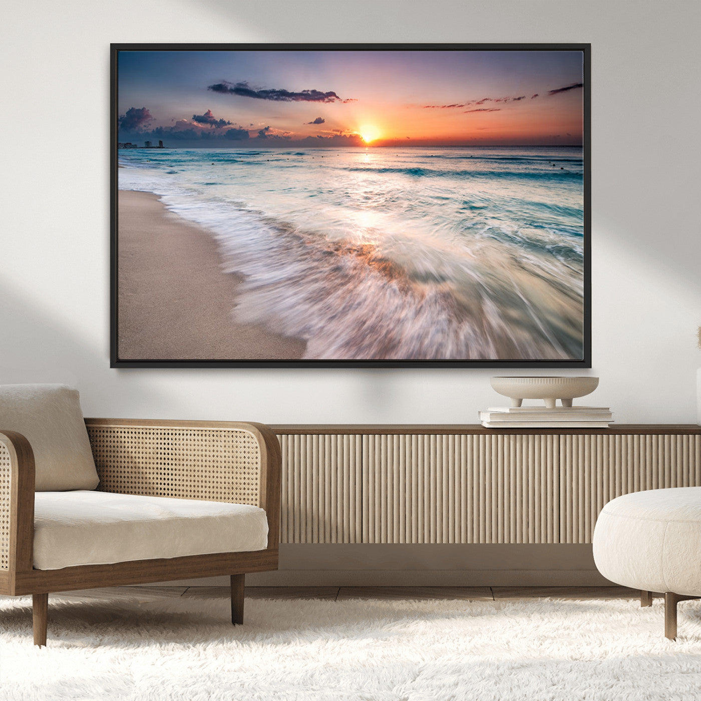 MGV-FC-36X24 - Sunset Beach Wall Art – Soothing Coastal Landscape, Ready to Hang for Tranquil Home Decor