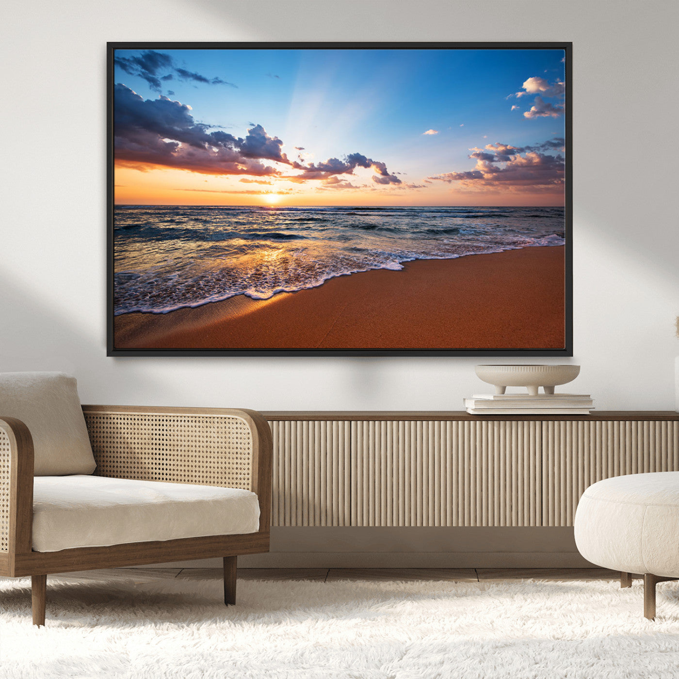 MGV-FC-36X24 - Golden Hour Beach Sunset Wall Art | Canvas Print | Ready to Hang | Coastal Wall Art for Living Room