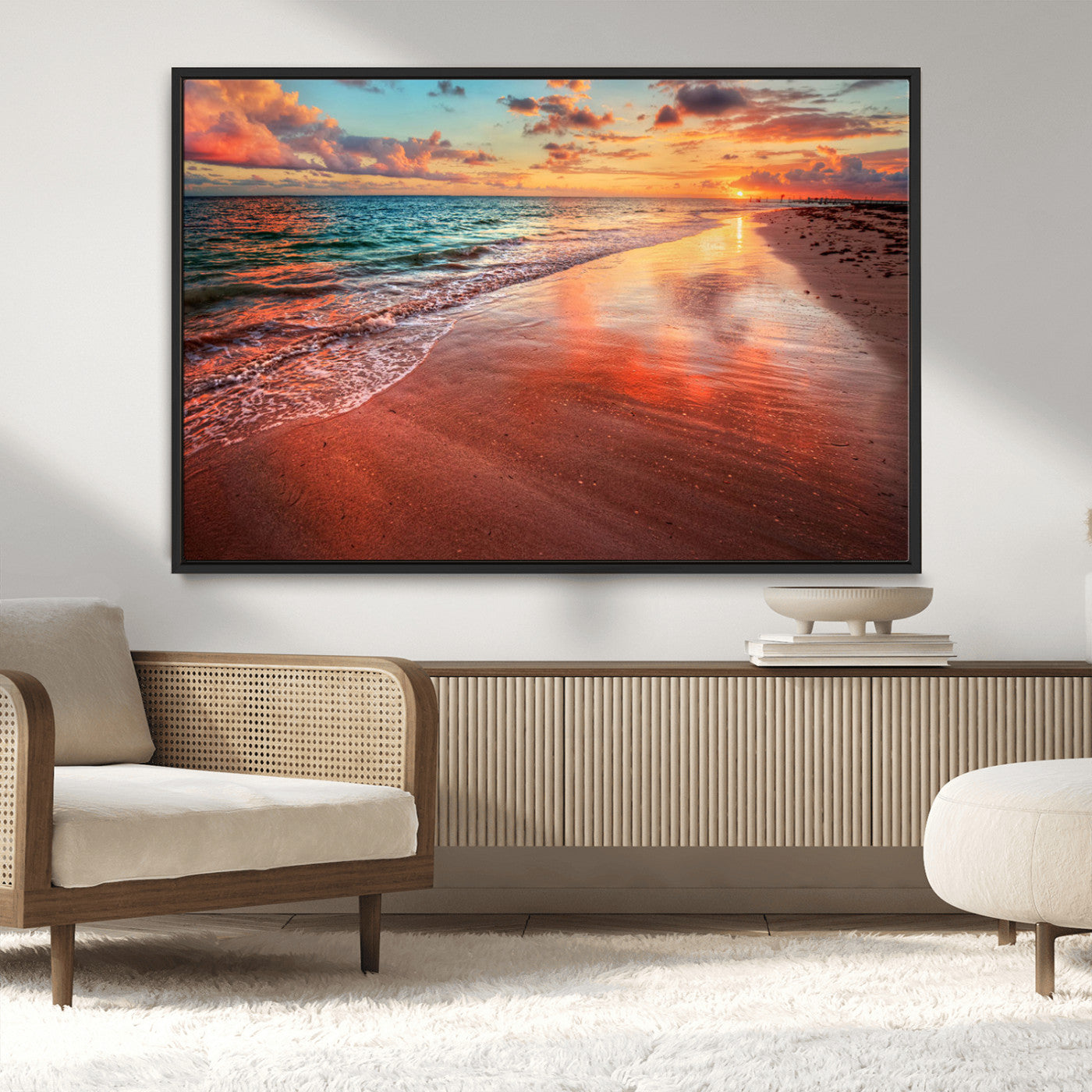 MGV-FC-36X24 - Sunset Beach Wall Art | Ocean Canvas Print | Coastal Wall Art | Tranquil Sunset Canvas Print