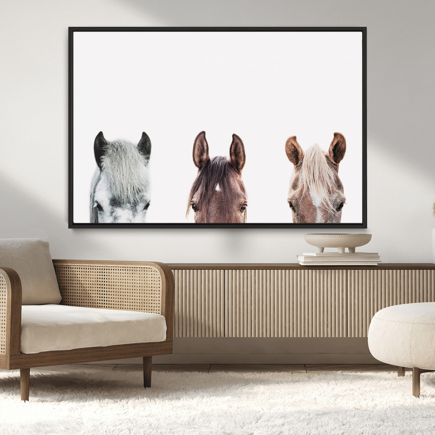 MGV-FC-36X24 - Horse Wall Art - Minimalist Horse Triptych Wall Art – Modern 3-Panel Giclée Canvas Featuring Horse