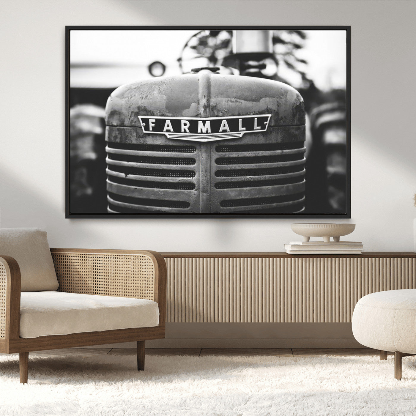 MGV-FC-36X24 - Vintage Farmall Tractor Wall Art Canvas Print, Rustic Farmhouse Decor Ready to Hang