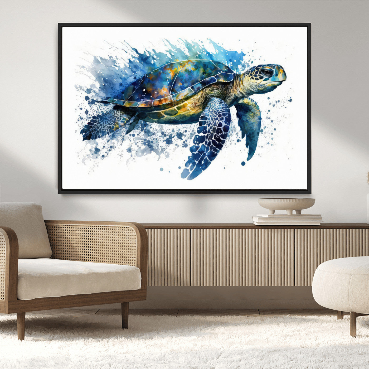 MGV-FC-36X24 - Watercolor Turtle Wall Art Canvas Print for Decoration