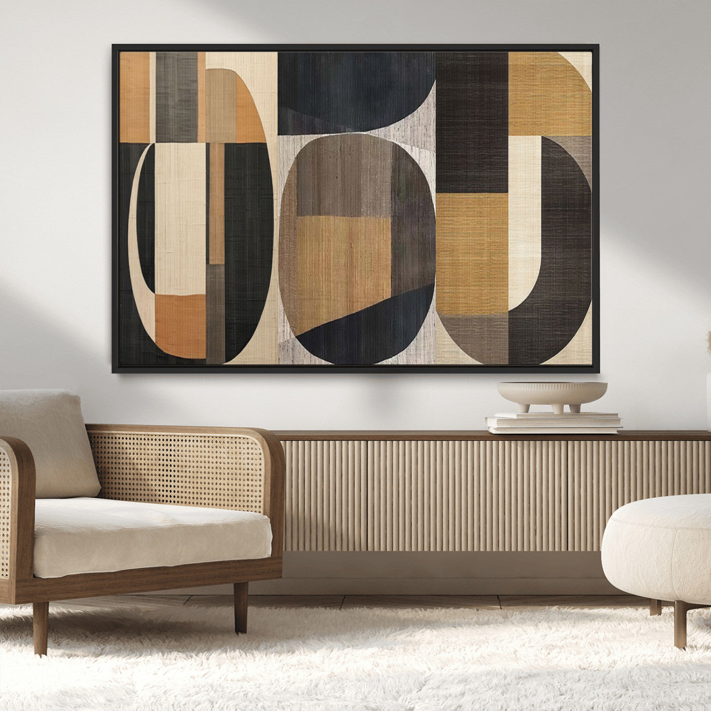 MGV-FC-36X24 - Modern Brown Wabi Sabi Abstract Wall Art Canvas Print Set, Minimalist Wall Art