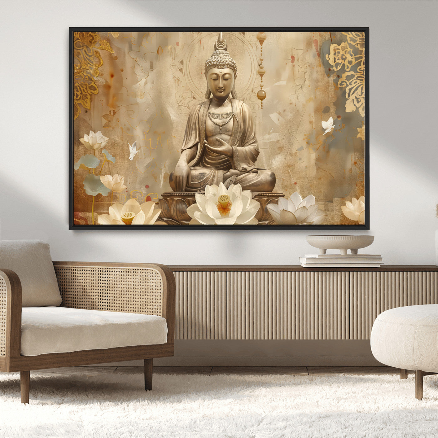 MGV-FC-36X24 - Buddha Wall Art Canvas Print, Buddha Meditation Room Decor, Yoga Room Wall Decor