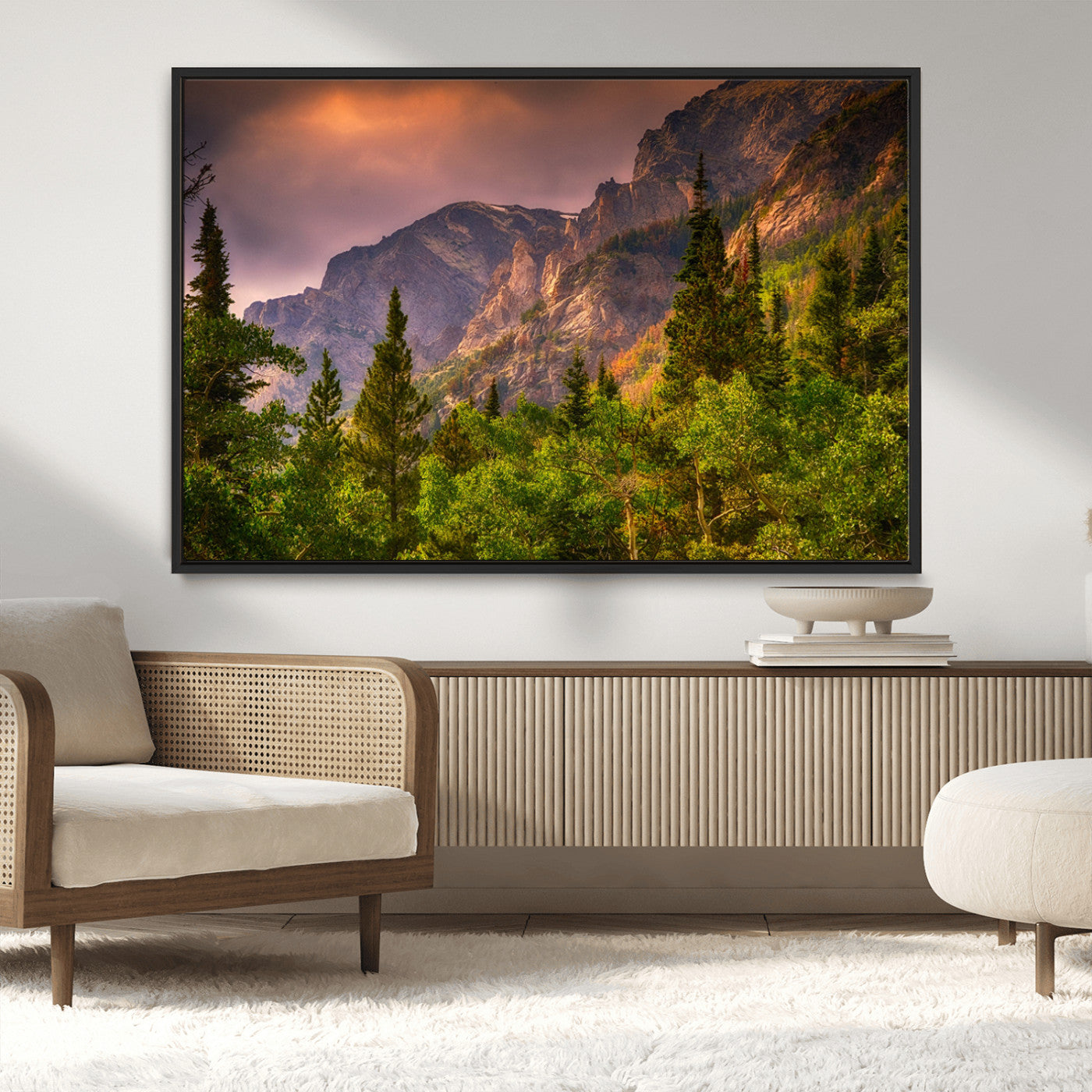MGV-FC-36X24 - Colorado Rockies Mountains Wall Art Canvas Print | Ready to Hang  Framed Mountain Landscape