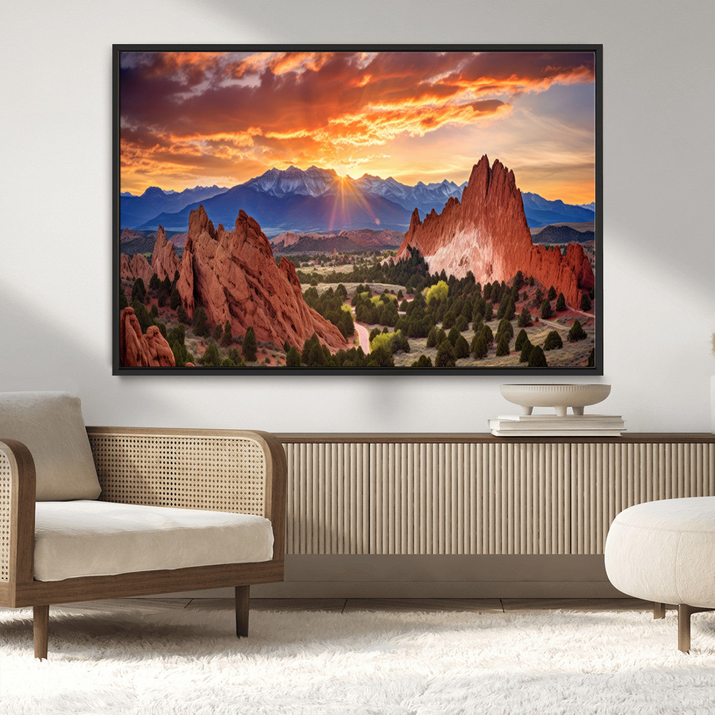 MGV-FC-36X24 - Rocky Mountains Sunset Wall Art Canvas Print – Ready to Hang, Framed Colorado Landscape