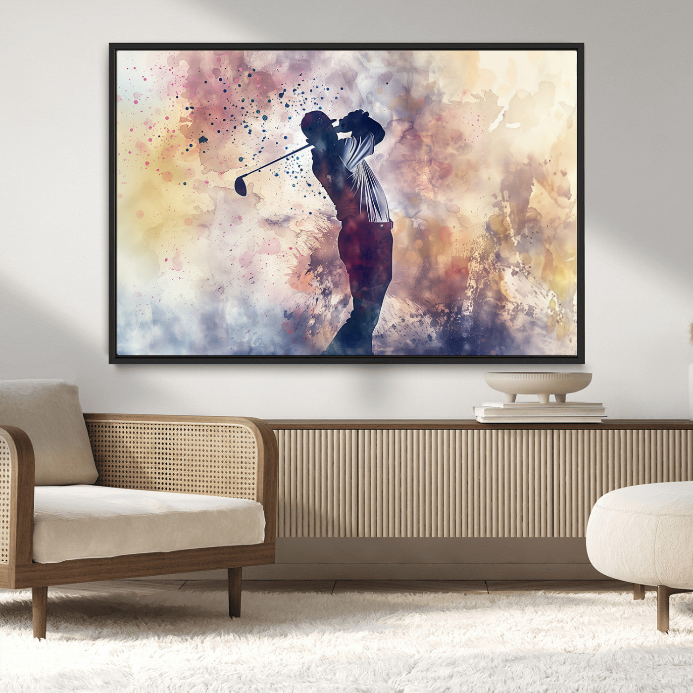 MGV-FC-36X24 - Abstract Watercolor Golf Player Wall Art Canvas Print