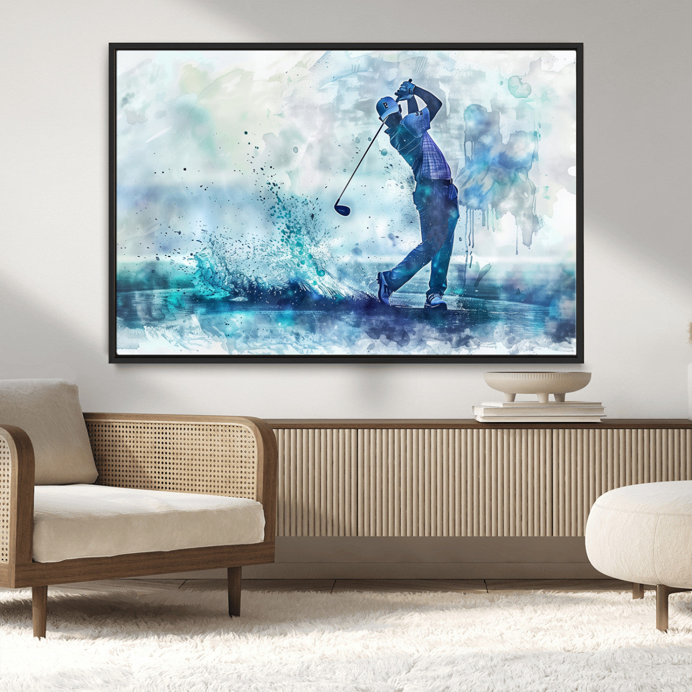 MGV-FC-36X24 - Golf Swing Wall Art Canvas Print - Sports-Inspired Watercolor Decor - Ready to Hang