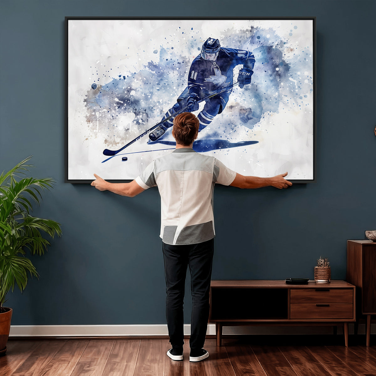 39795-MGV-CV-36X24 - Hockey Player Wall Art Canvas Print