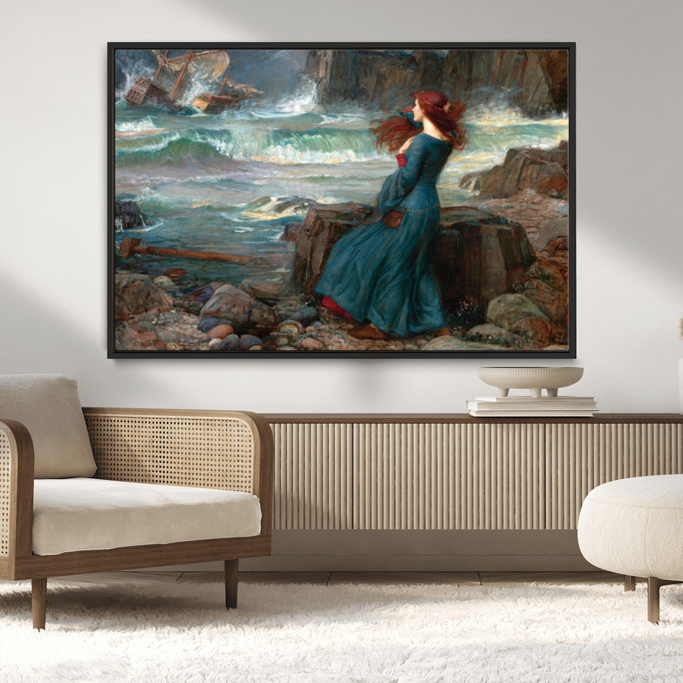-Miranda by the Shore Wall Art Canvas Print – Tempest Scene Ocean Storm – Ready to Hang