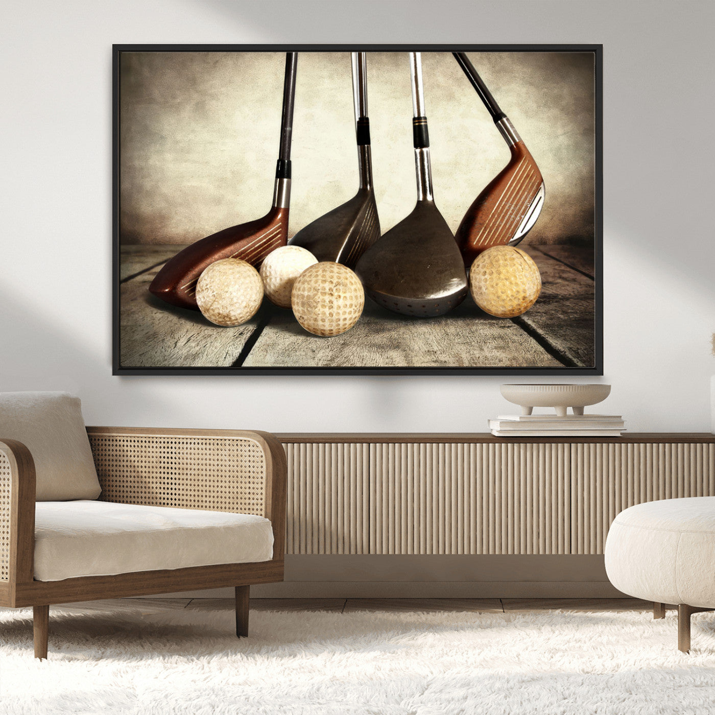 MGV-FC-36X24 - Vintage Golf Ball Art | Golf Decor for Man Cave or Office | Ready to Hang and Framed