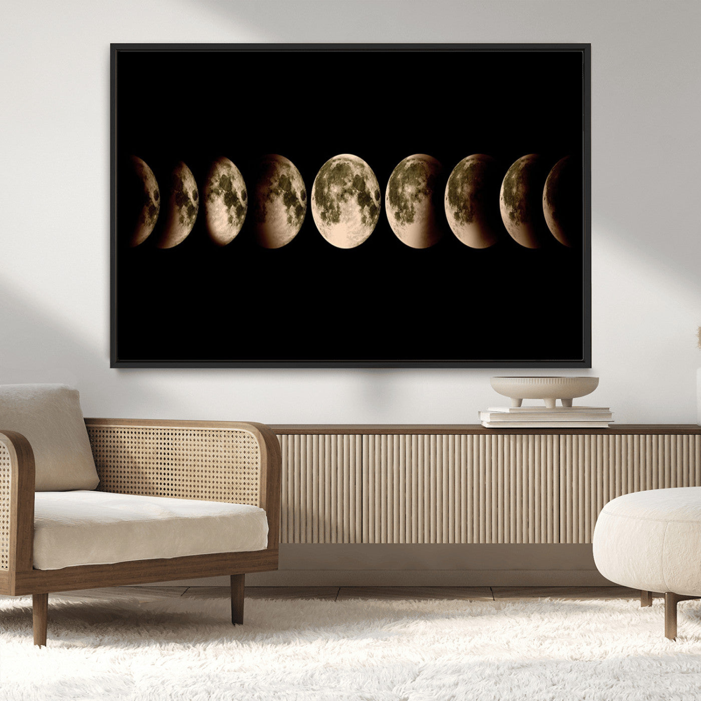 MGV-FC-36X24 - Phases of the Moon Wall Art | Canvas Print for Modern Wall Decor | Ready to Hang and Framed