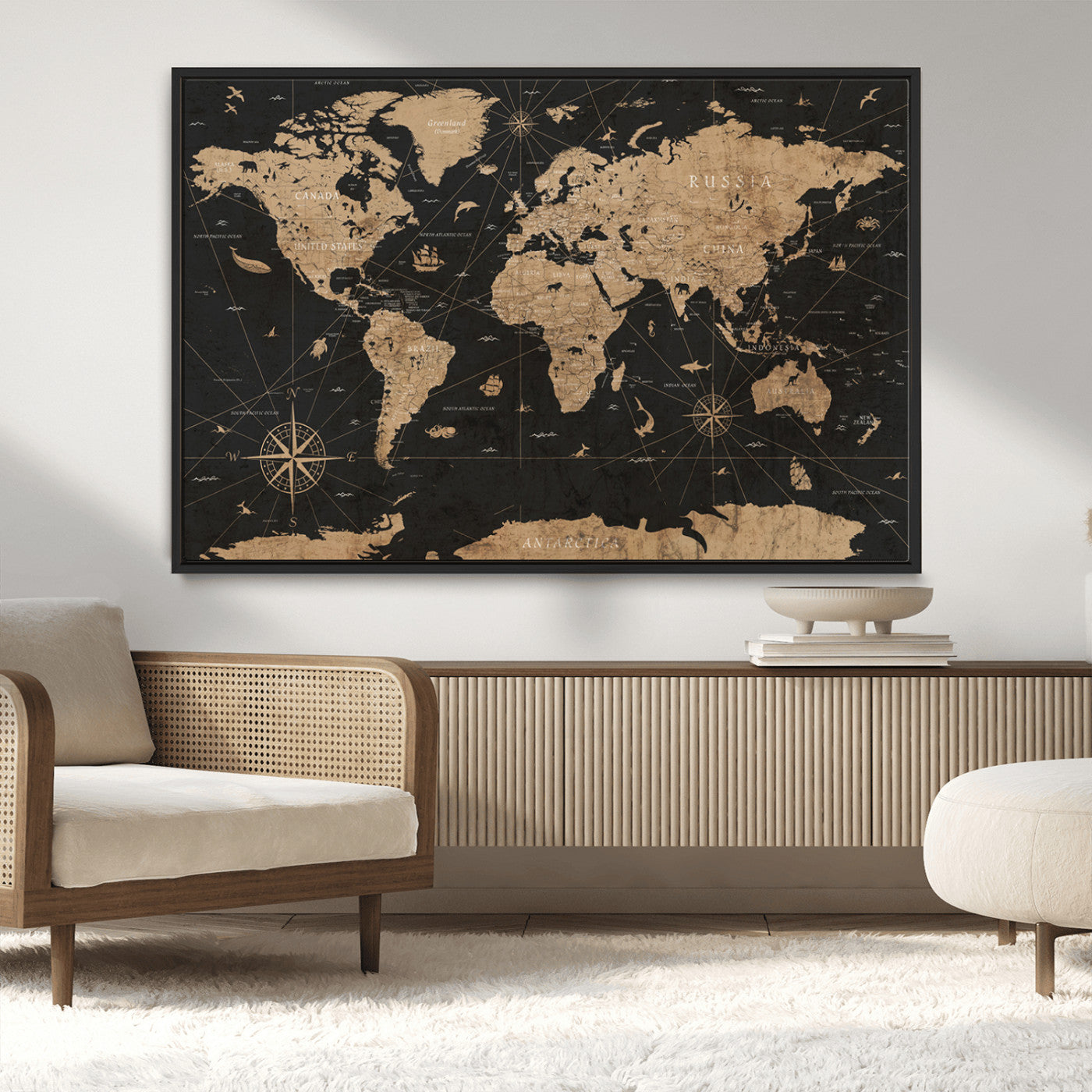 61023-MGV-CV-36X24-World Map Canvas Print – Framed Wall Art for Home Decor